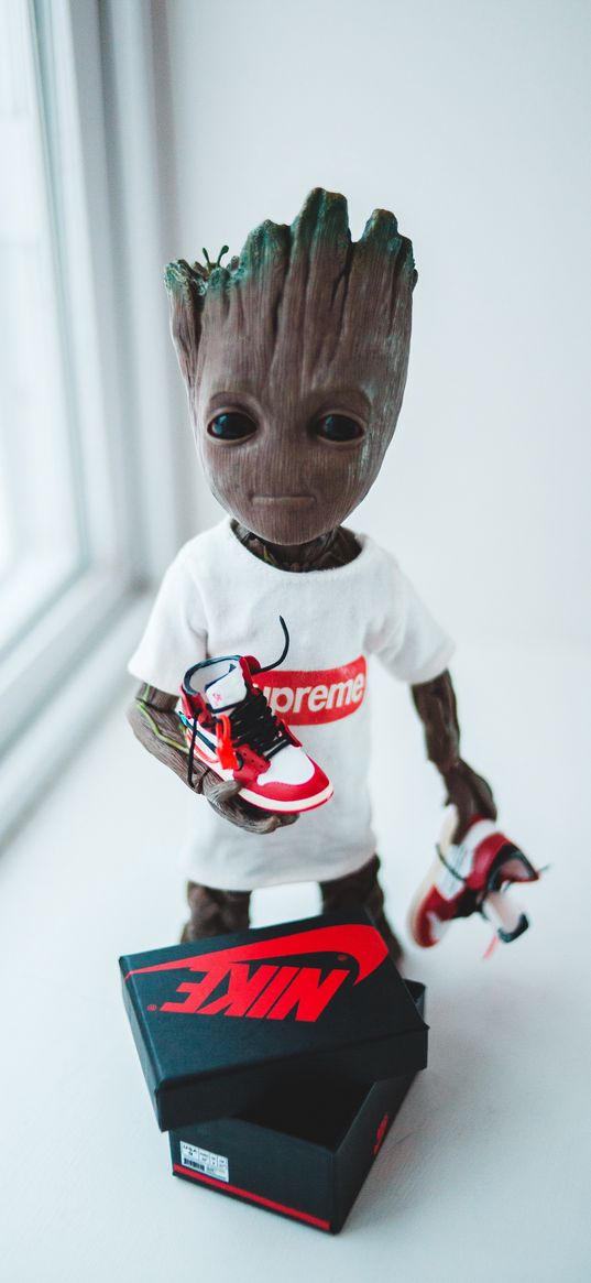 groot, supreme, nike, sneakers, style, red