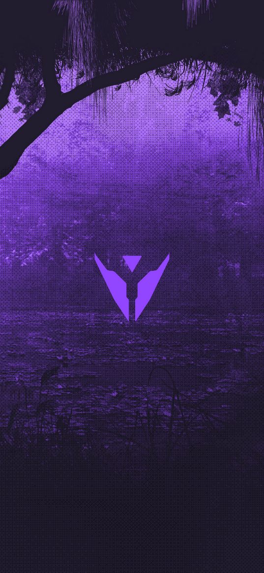 destiny 2, game, logo, emblem, forest, jungle, dark, purple, art