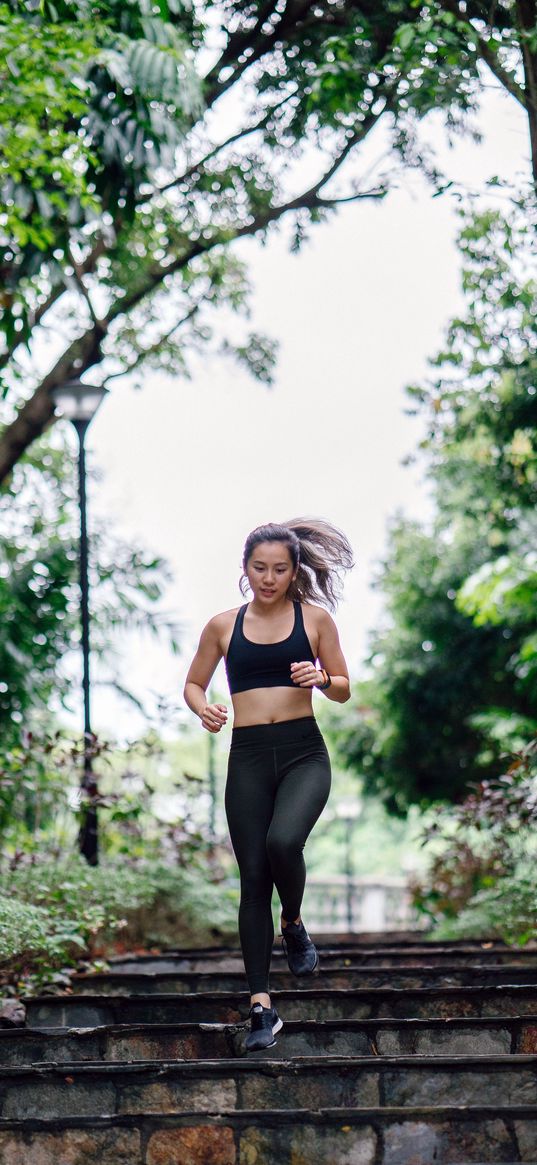 fit, fitness, girl, stairs