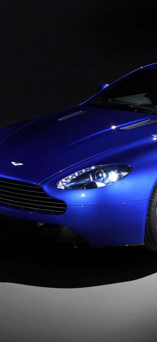 aston martin, v8, vantage, 2011, blue, side view, style, cars