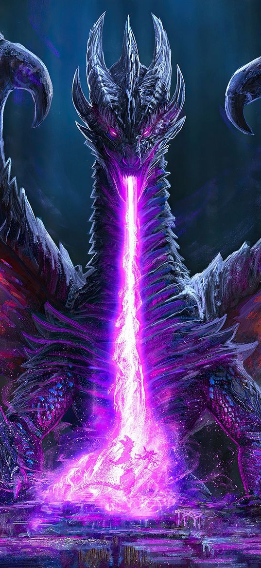 dragon, flame, fire, purple, fantasy, art