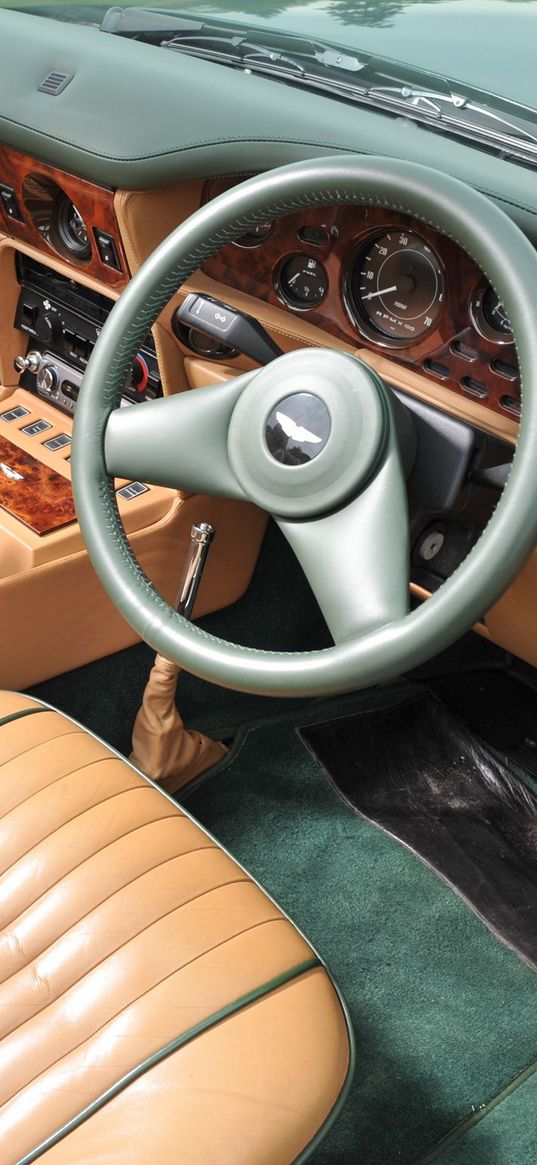 aston martin, v8, vantage, volante, 1984, salon, interior, steering wheel, speedometer