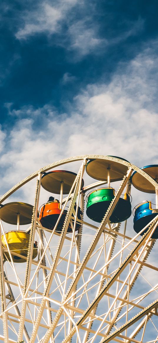 ferris wheel, clouds, sky, attraction