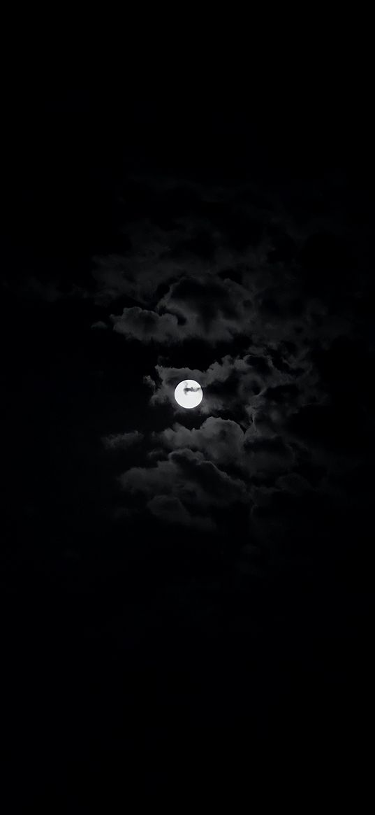 moon, clouds, sky, darkness, night