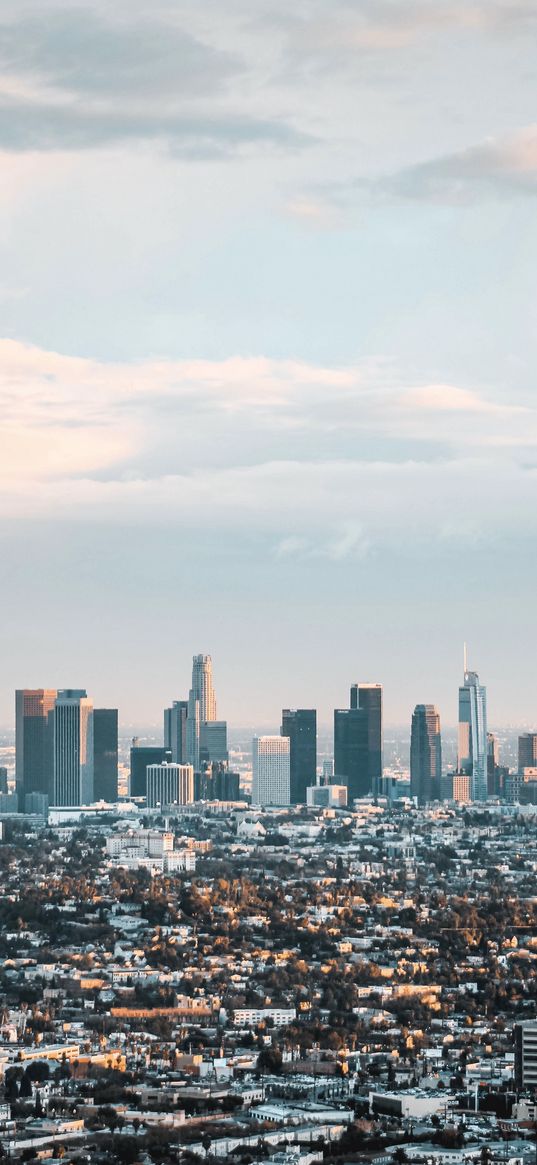 los angeles, city, houses, skyscrapers, sky