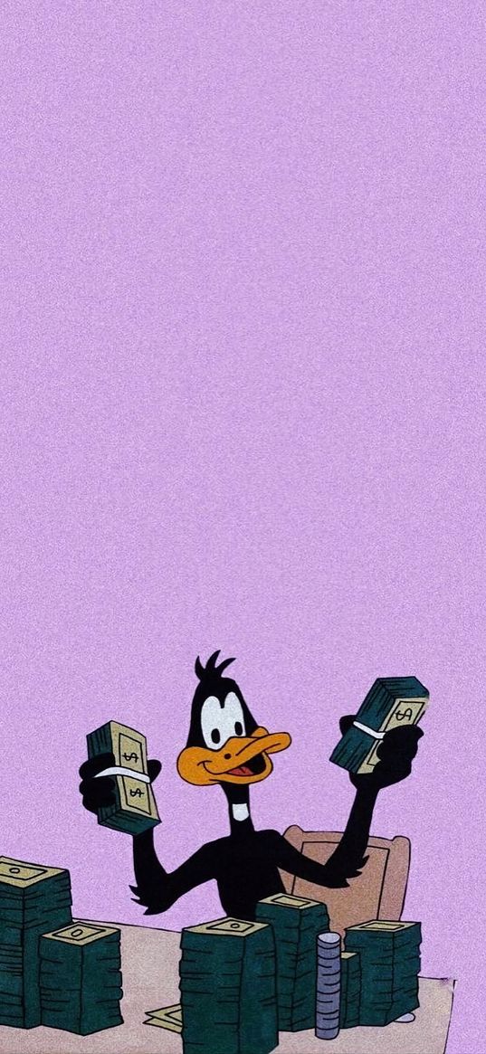 daffy duck, looney tunes, animated series, character, money, art