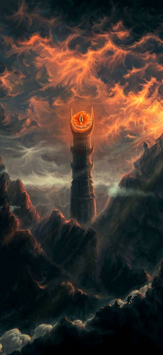 tower, eye of sauron, lord of the rings, fantasy, art