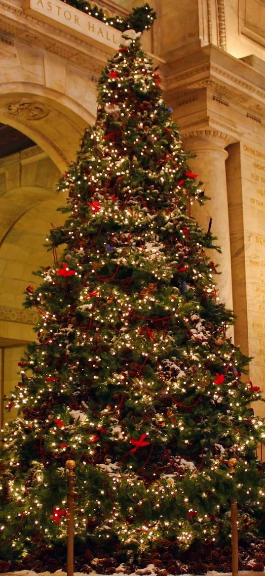 tree, christmas, holiday, palace, columns, candles