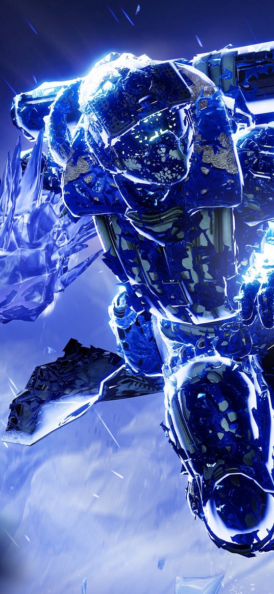 destiny 2, game, titan, soldier, cyborg, frozen, ice, snow, art