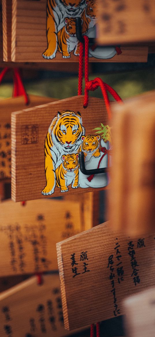 signs, tigress, cubs, hieroglyphs, blur