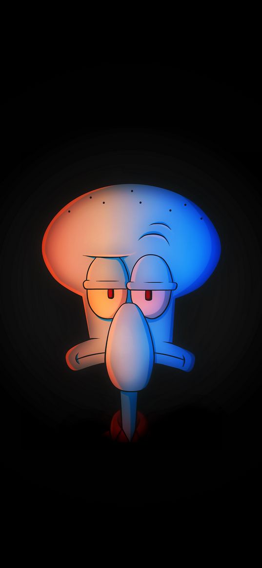 squidward, spongebob, cartoon, character, art, dark