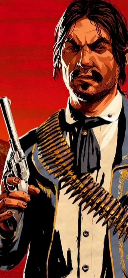 javier escuela, red dead redemption, game, character, weapon, art