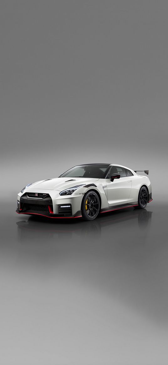 nissan gt-r, nissan, car, sports car, white, gray background