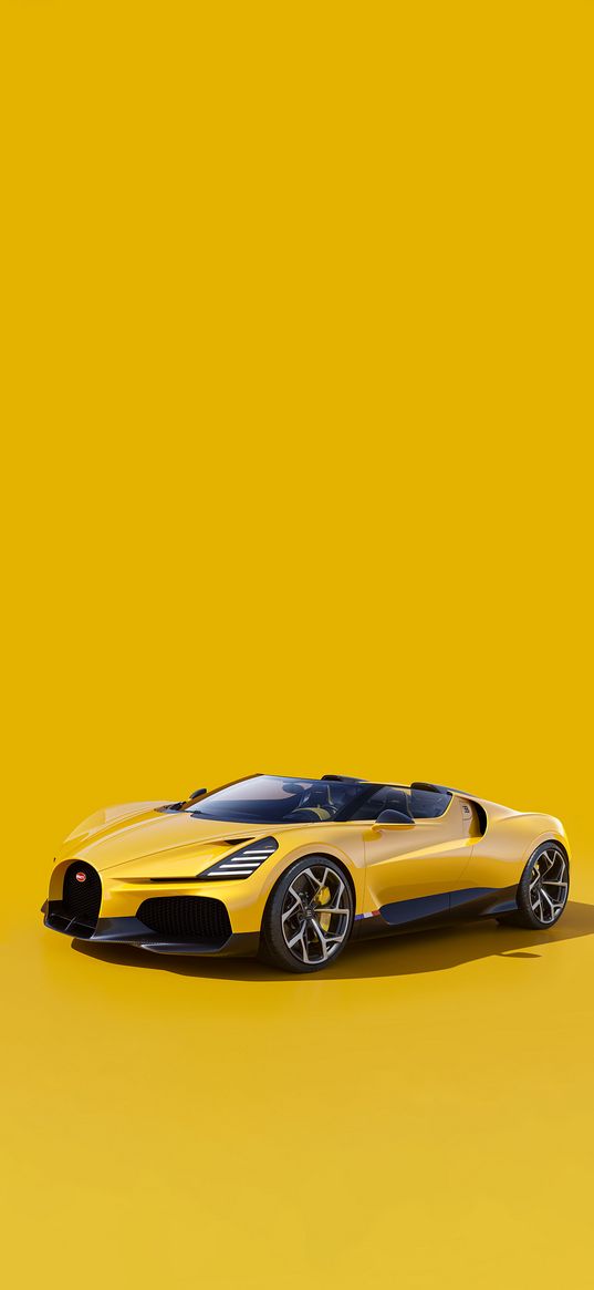 bugatti chiron, bugatti, car, yellow, yellow background