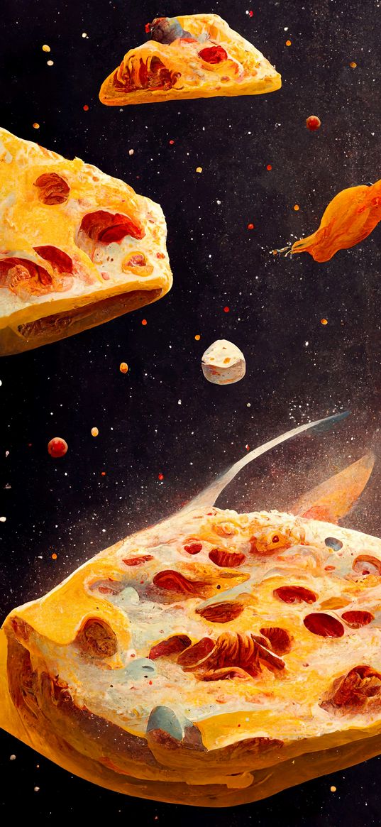 galactic slice, pizza, space, mars, food, stars, art