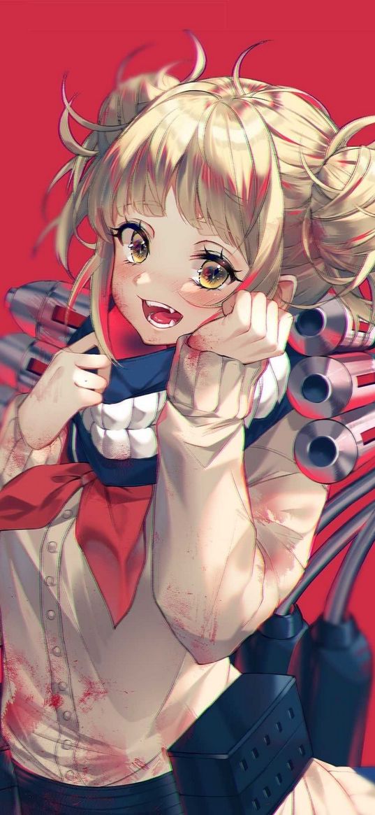 himiko toga, my hero academia, girl, smile, anime, art