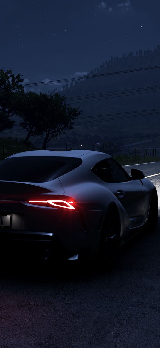 forza horizon 5, toyota supra, car, night, game