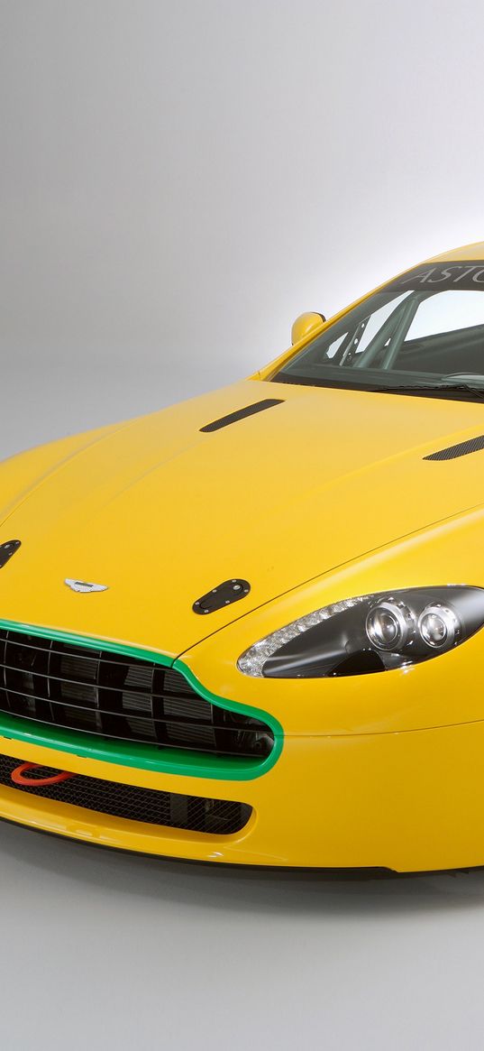 aston martin, v8, vantage, 2007, yellow, front view, style, auto