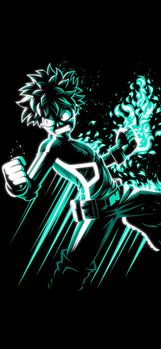 izuko midoria, my hero academy, anime, green, black, art