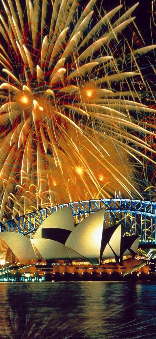 sydney, fireworks, opera, theater, river