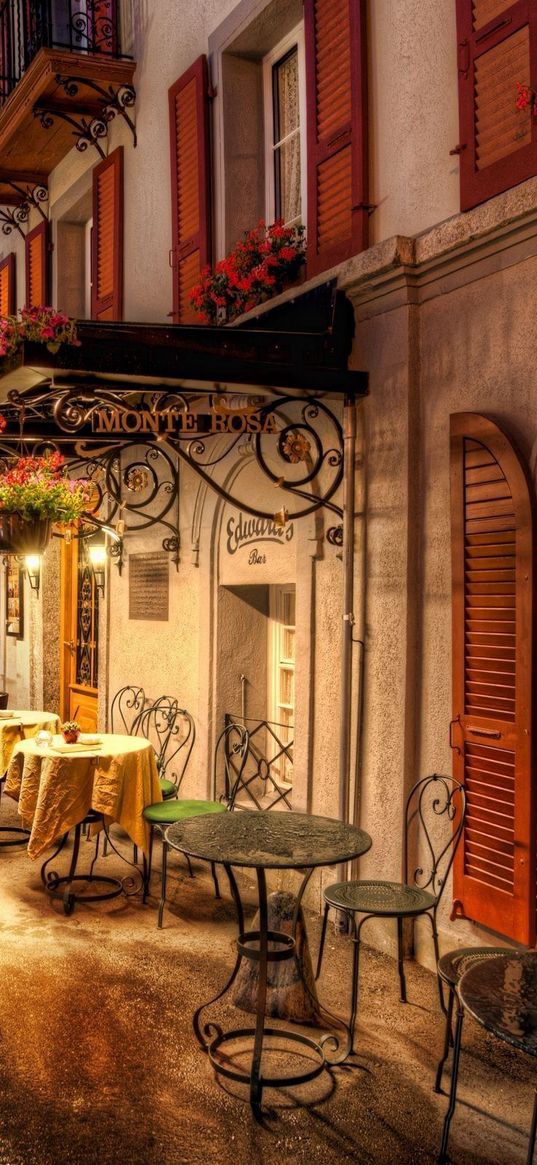 switzerland, street, cafes, evening, hdr