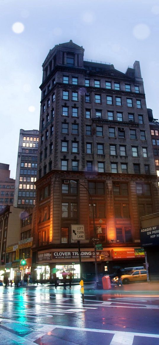 street, night, overcast, buildings, traffic, hdr