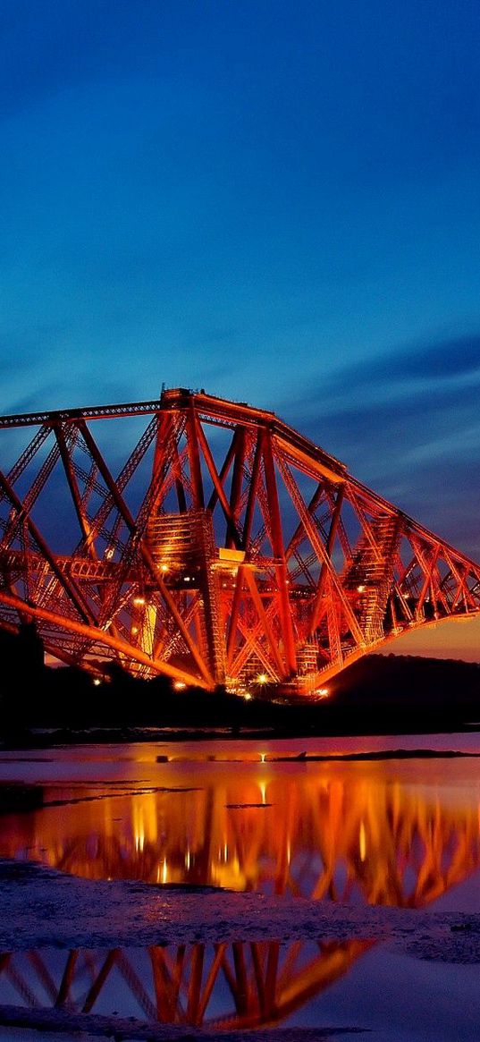 scotland, bridge, evening, sunset