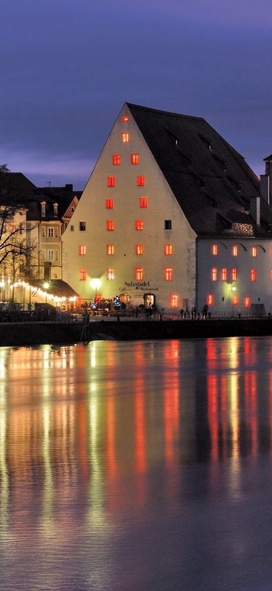 universitat regensburg, germany, evening, building, street