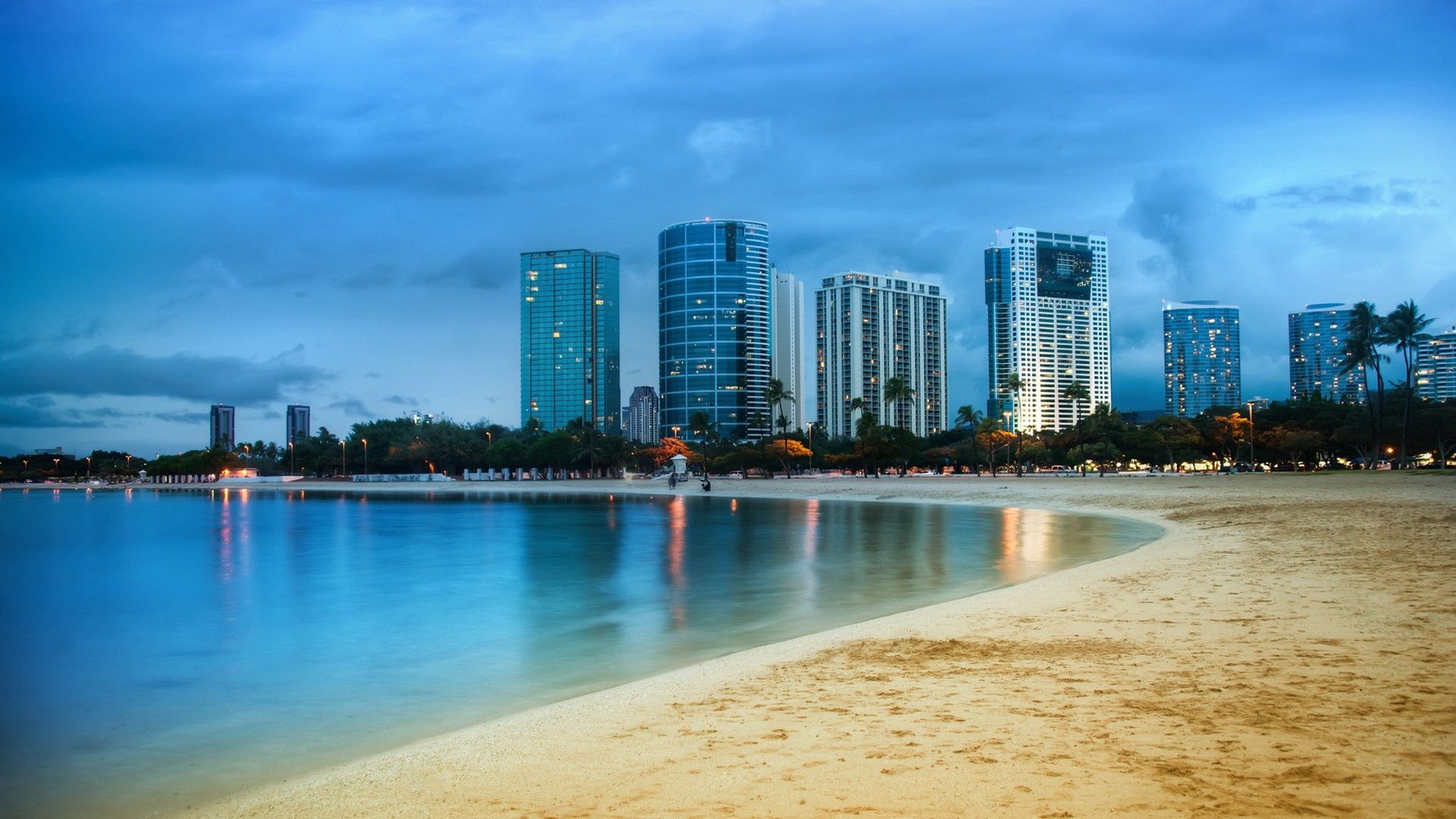 coast, miami, skyscrapers, beach, sky, ocean, sand