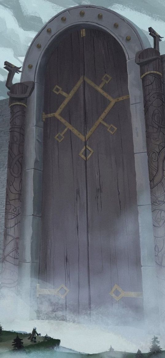 vikings, valhalla, gates, doors, arch, art