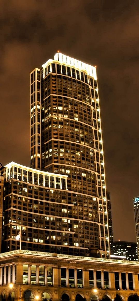 building, skyscrapers, sky, evening