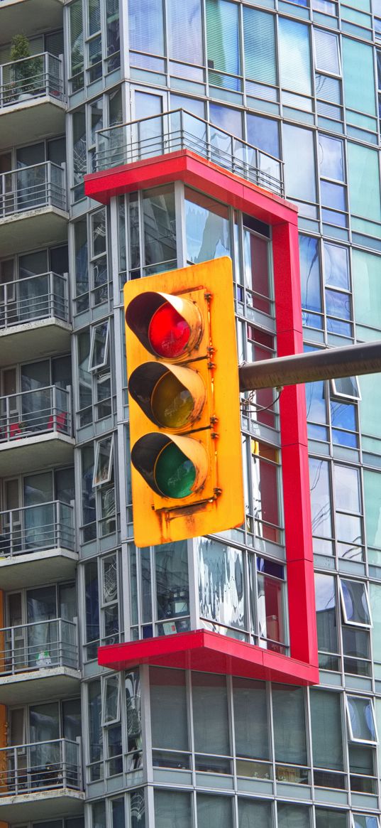 traffic light, house, building, architecture, balconies