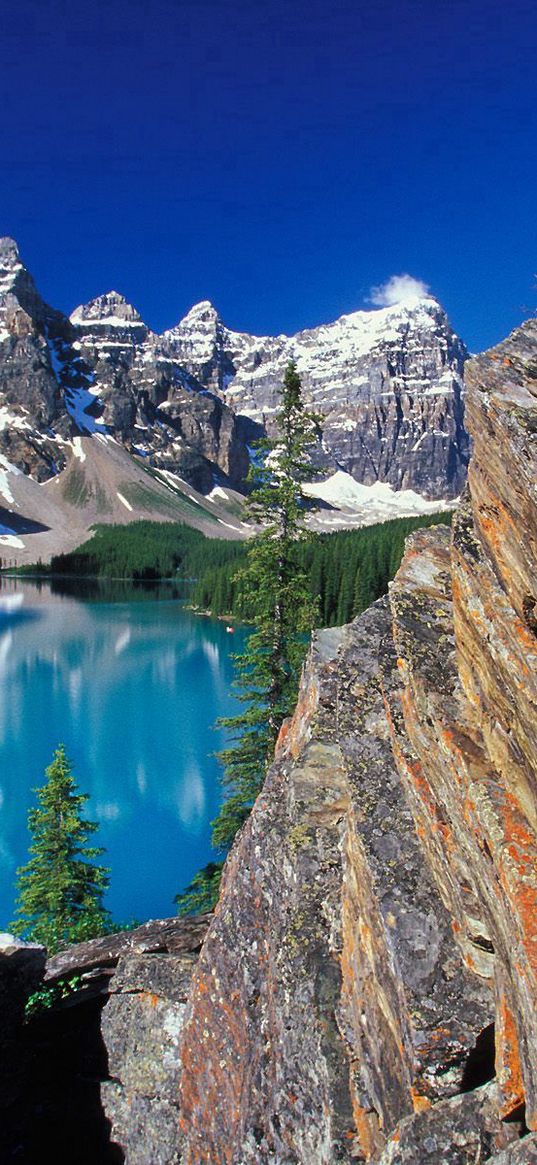 moraine lake, canada, lake, virgin nature, rocks, rock, blue