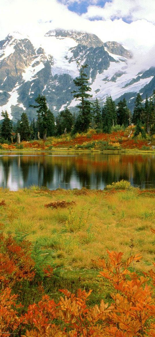 mount shuksan, washington, park, lake, mountain, autumn