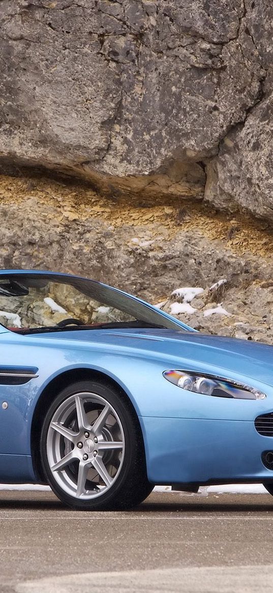 aston martin, v8, vantage, 2006, blue, side view, cabriolet, style