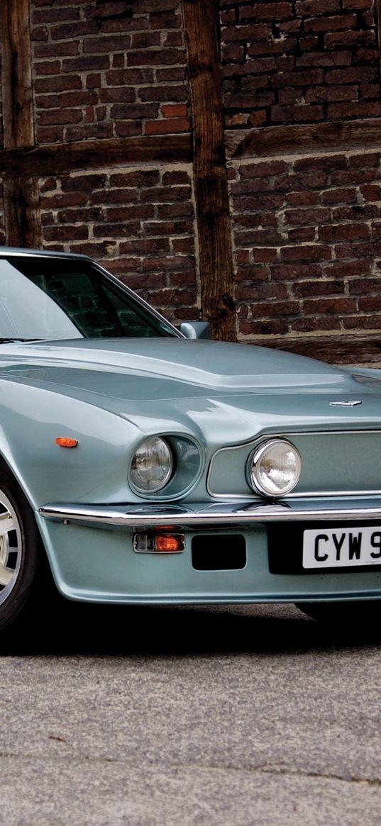 aston martin, v8, vantage, 1977, blue, front view, car, retro