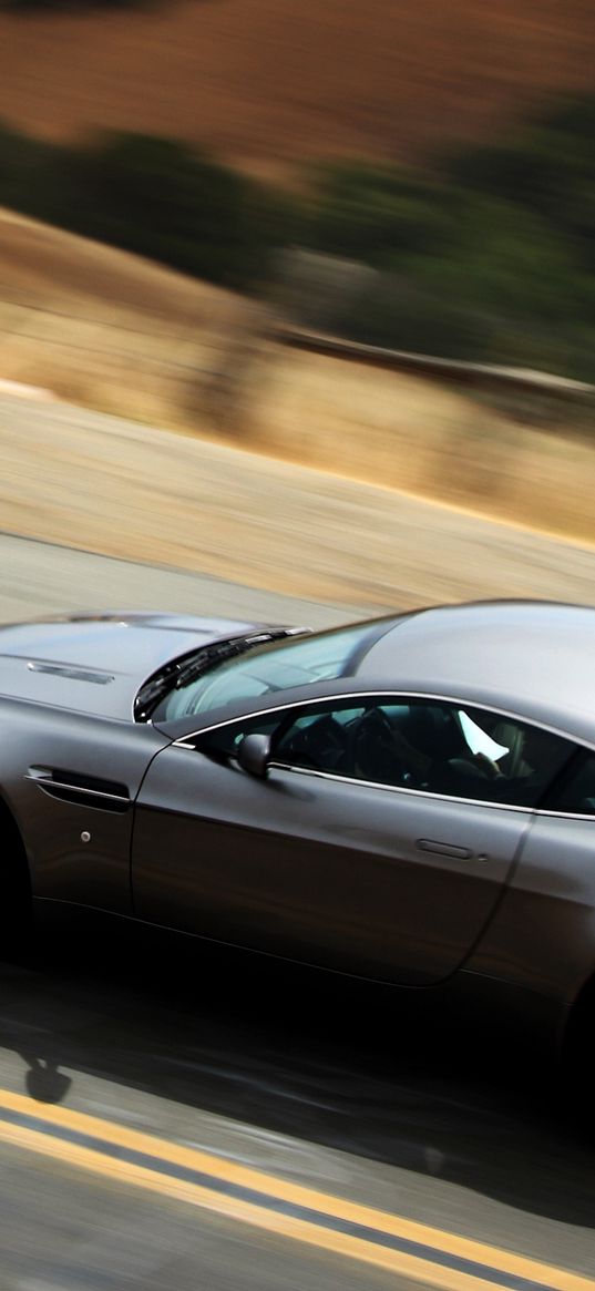 aston martin, v8, vantage, 2008, gray metallic, top view, speed