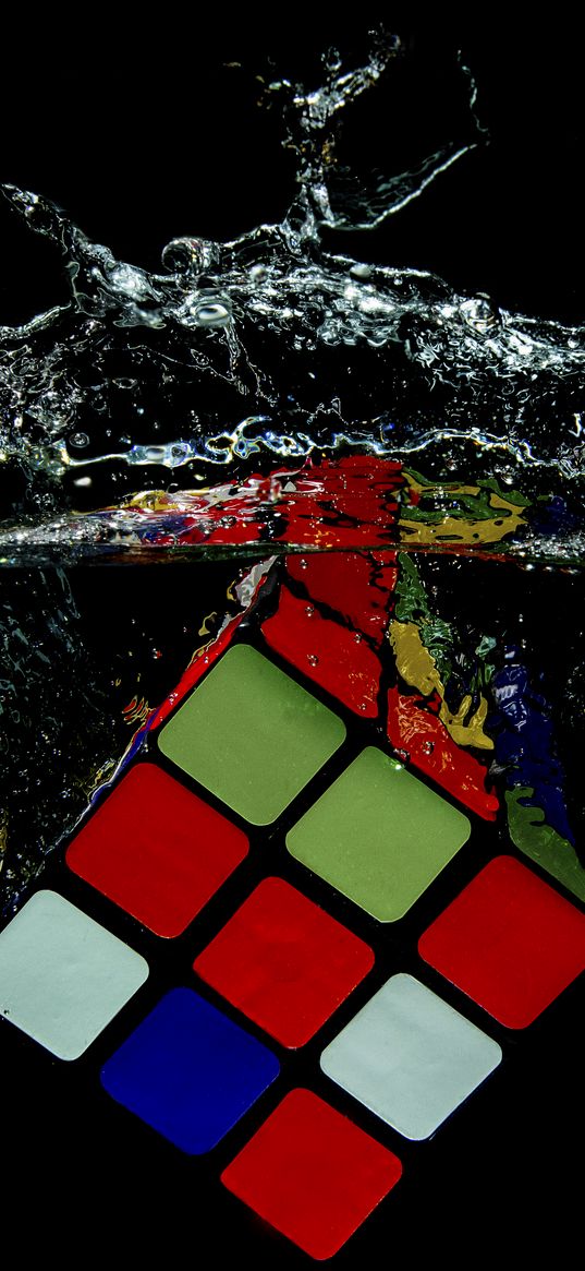 rubiks cube, cube, water, colorful