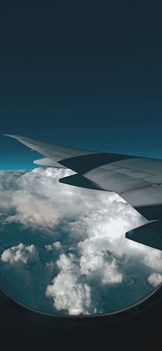 airplane, aircraft, sky, wing, flight, clouds