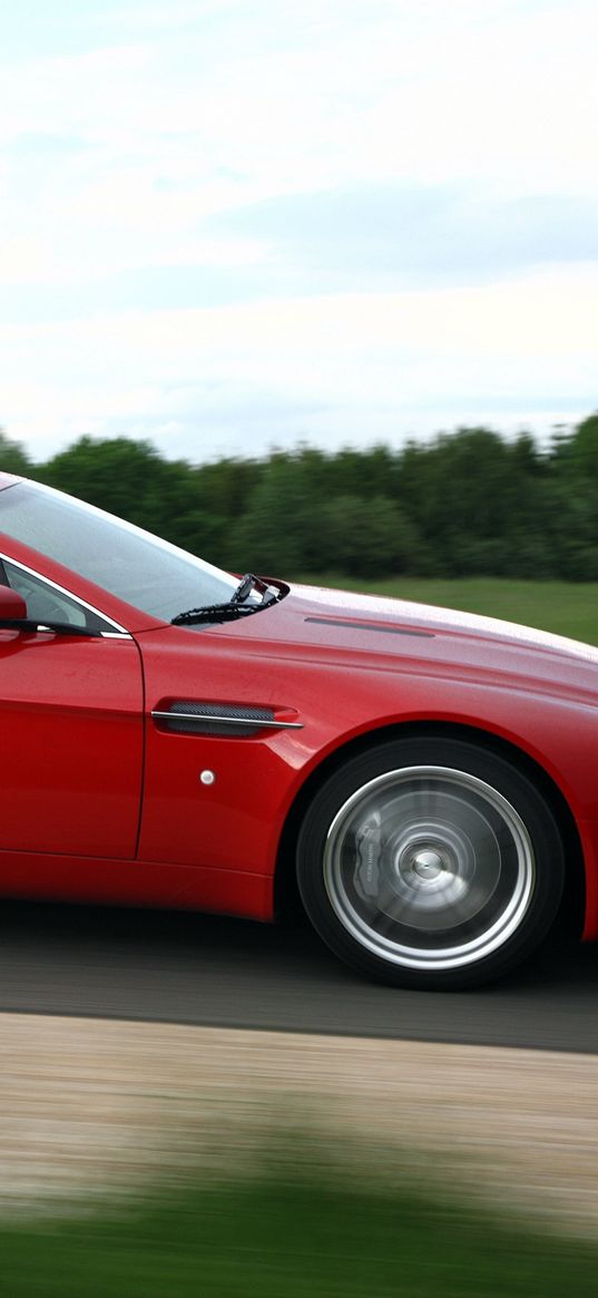 aston martin, v8, vantage, 2008, red, side view, style, speed