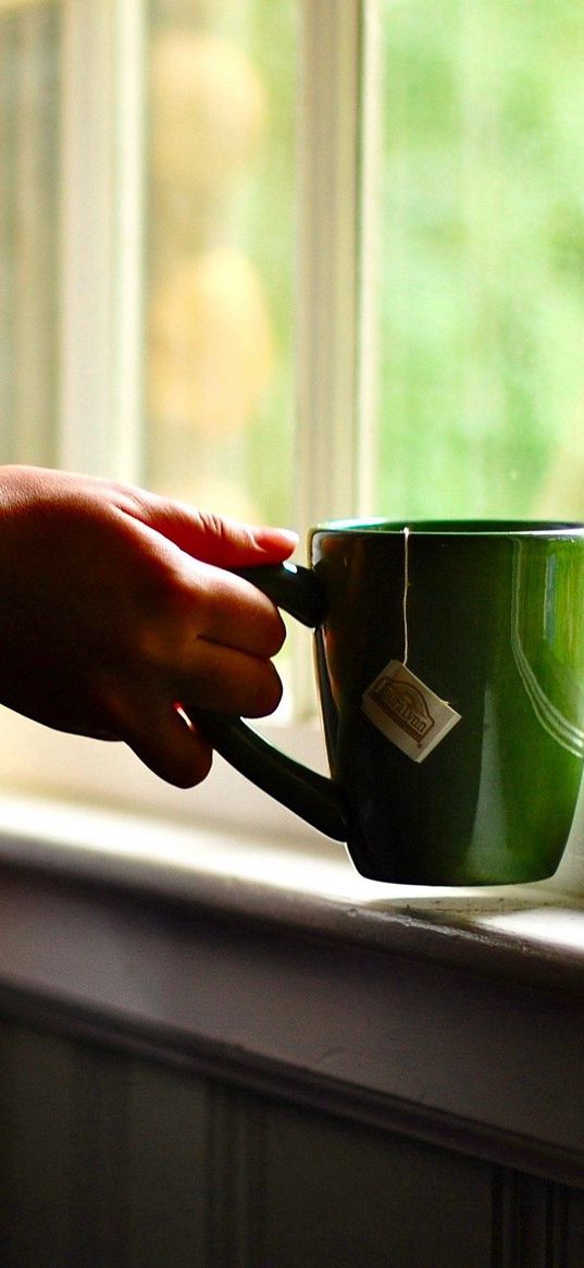 mug, hand, mood, girl