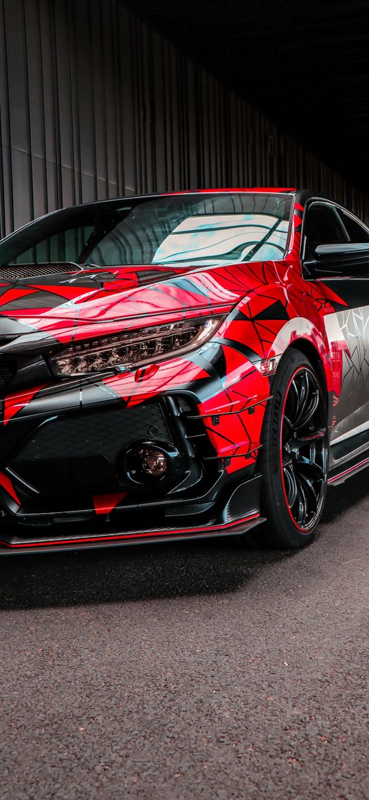 honda civic type r, honda, car, red, black