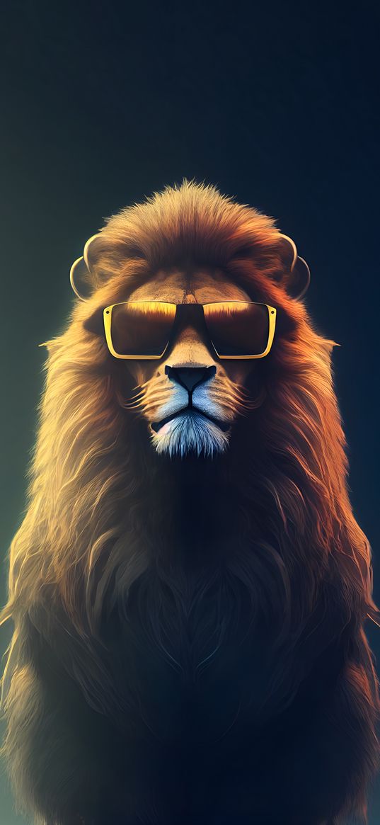 lion, glasses, cool, style, art