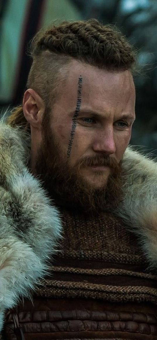 ubba ragnarsson, vikings, tv series, warrior, skin, runes, tattoo