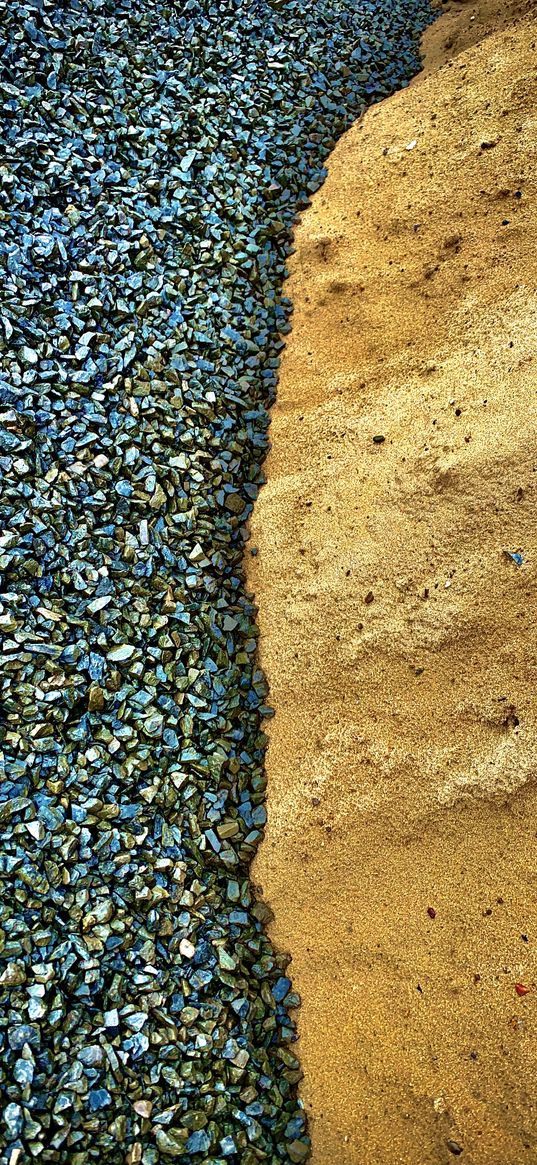 stones, blue, sand, embankment