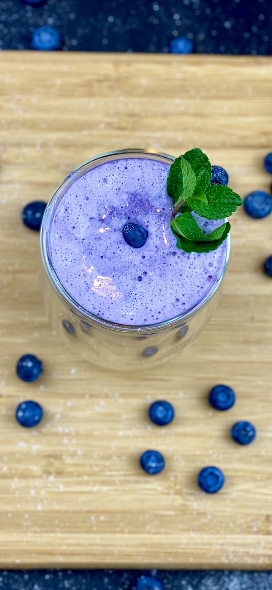 smoothie, drink, blueberry, mint