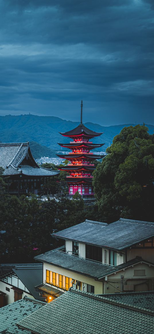 pagoda, houses, roofs, buildings, architecture, japan