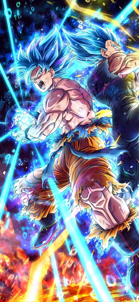 goku, vegeta, dragon ball, anime, personajes, luz, poder, arte