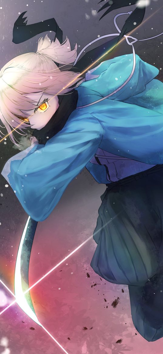 okita souji, fate, girl, katana, anime, art