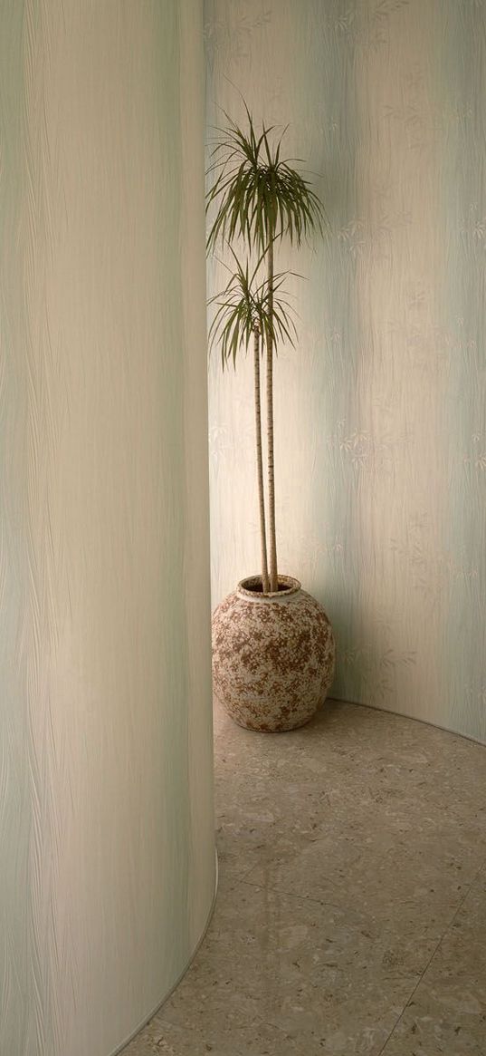 wall, corner, vase, striped, flowers